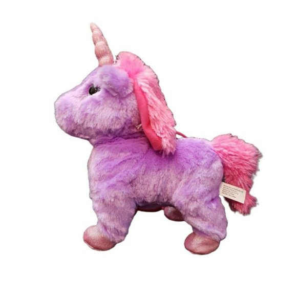 Kid Connection Walking Unicorn Pet Plush 10" Purple Pink Tested Works - Picture 4 of 7